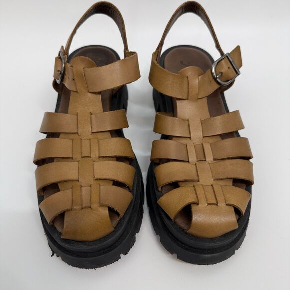 Free People Delaney Fisherman Women's Dark Sand Platform Sandals Chunky Size 6.5 - Picture 2 of 12